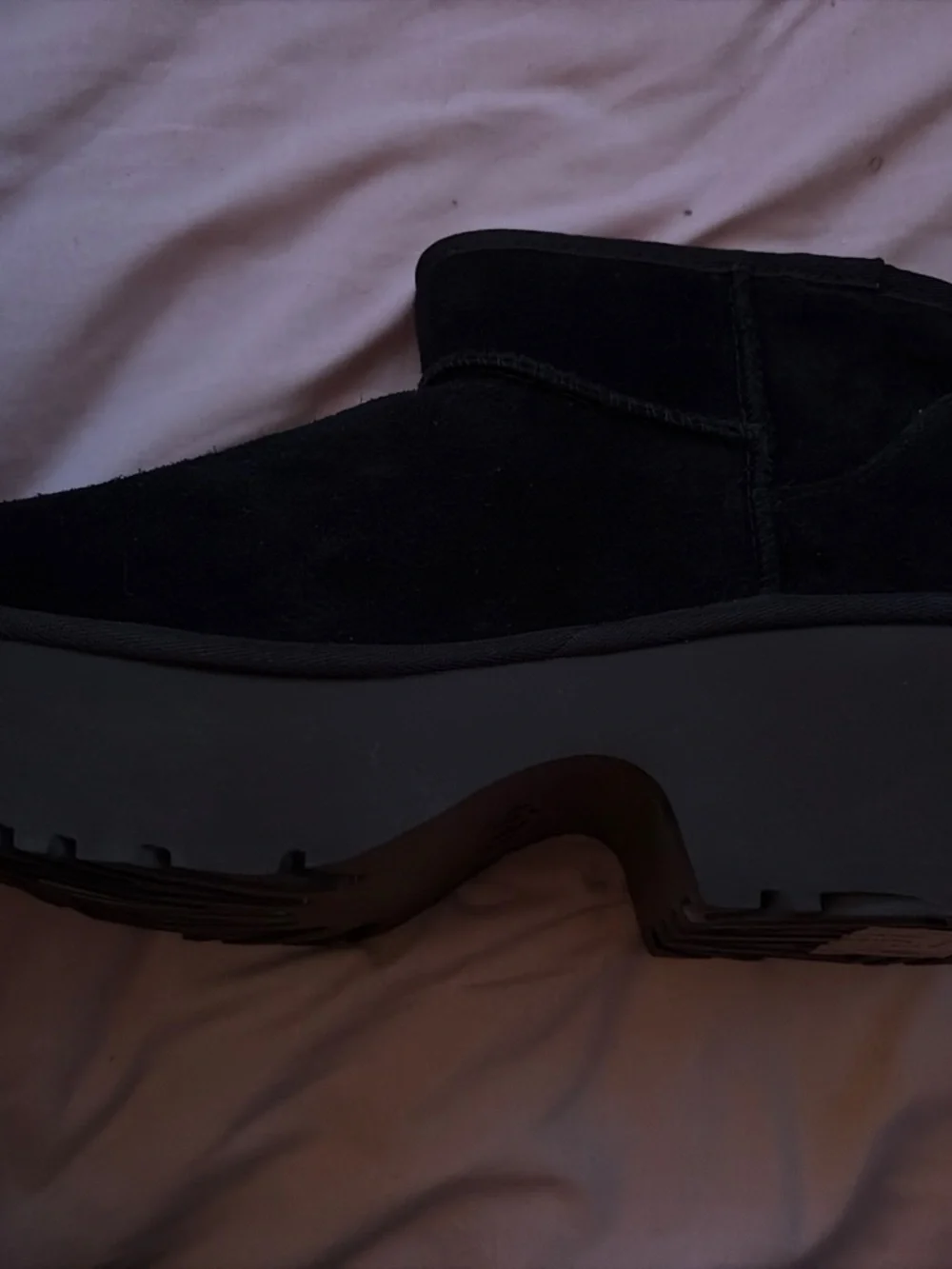 UGG Men's Black Suede Ankle Boots with Platform Sole